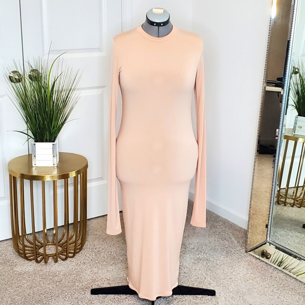 H&M Women's Midi Dress, Tan (Size 14)